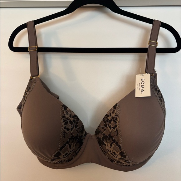Soma 40DD Lace Trim Brown Bra - Picture 1 of 5